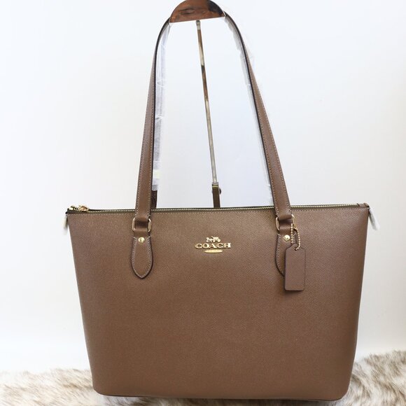 Coach Gallery Tote Bag Leather CV402 Gold/Dark Stone - Picture 2 of 12